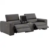 Picasso Power Motion Console Loveseat in Dark Grey Top Grain Leather